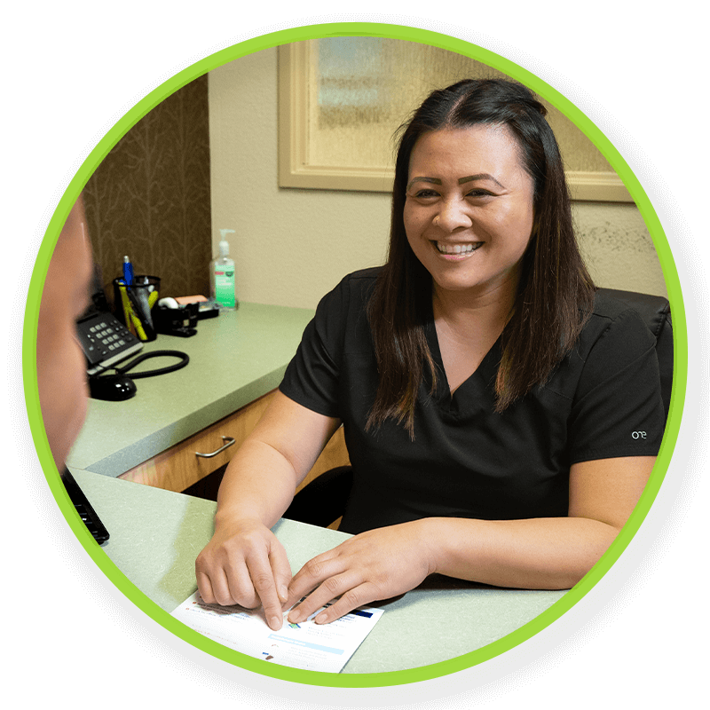 team member going over dental insurance